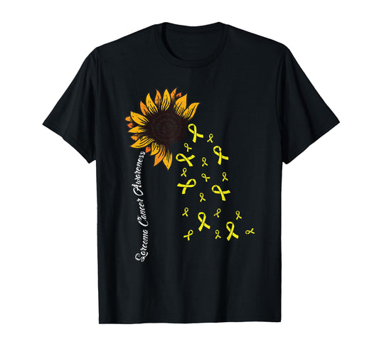 Sarcoma Cancer Awareness Yellow Ribbon Sunflower Warrior T-Shirt