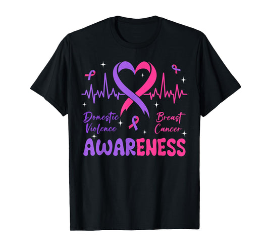 Domestic Violence And Breast Cancer Awareness Month T-Shirt