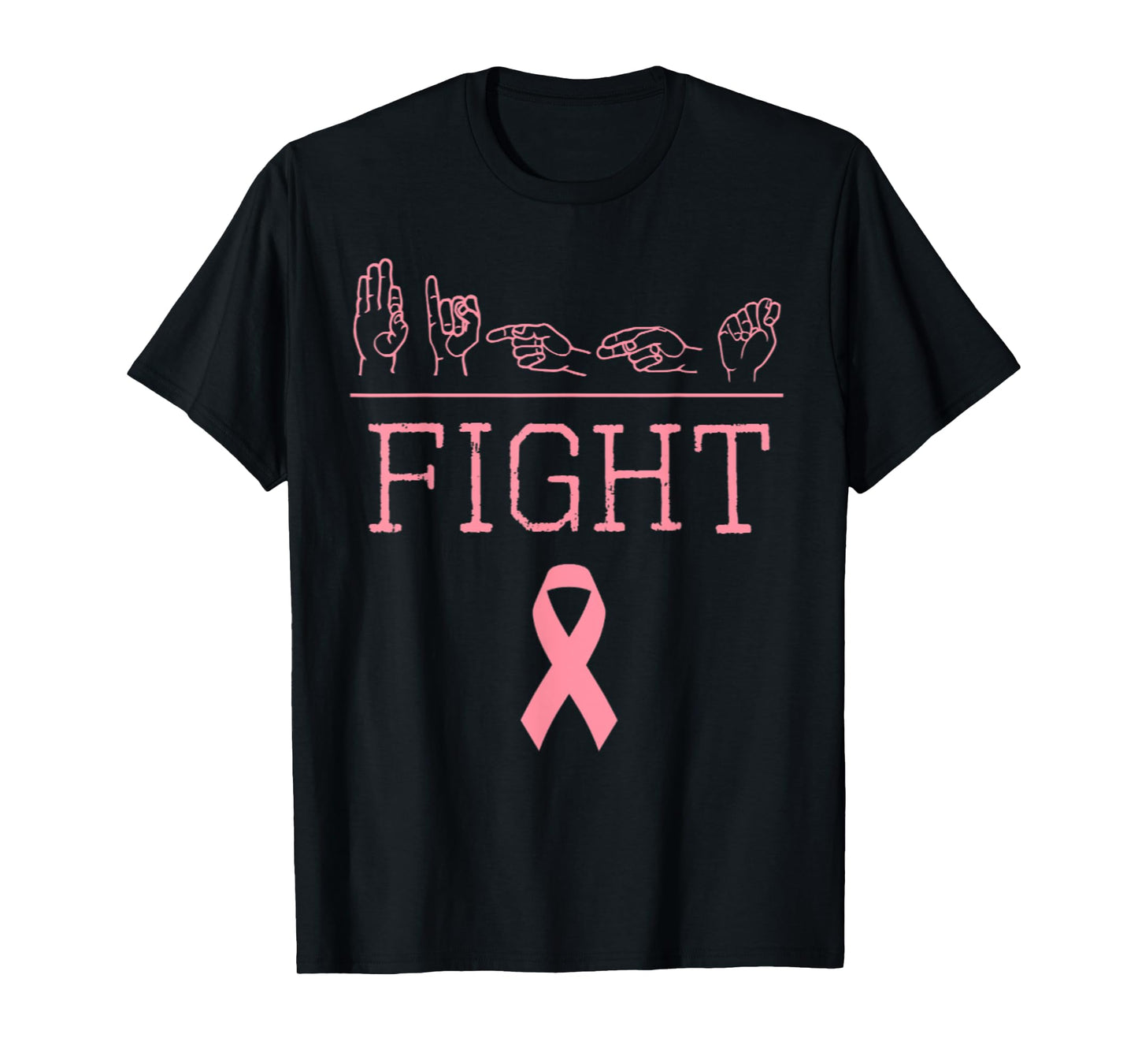 Deaf Pride ASL Fight Breast Cancer Awareness Ribbon Gift T-Shirt