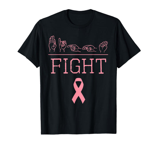 Deaf Pride ASL Fight Breast Cancer Awareness Ribbon Gift T-Shirt