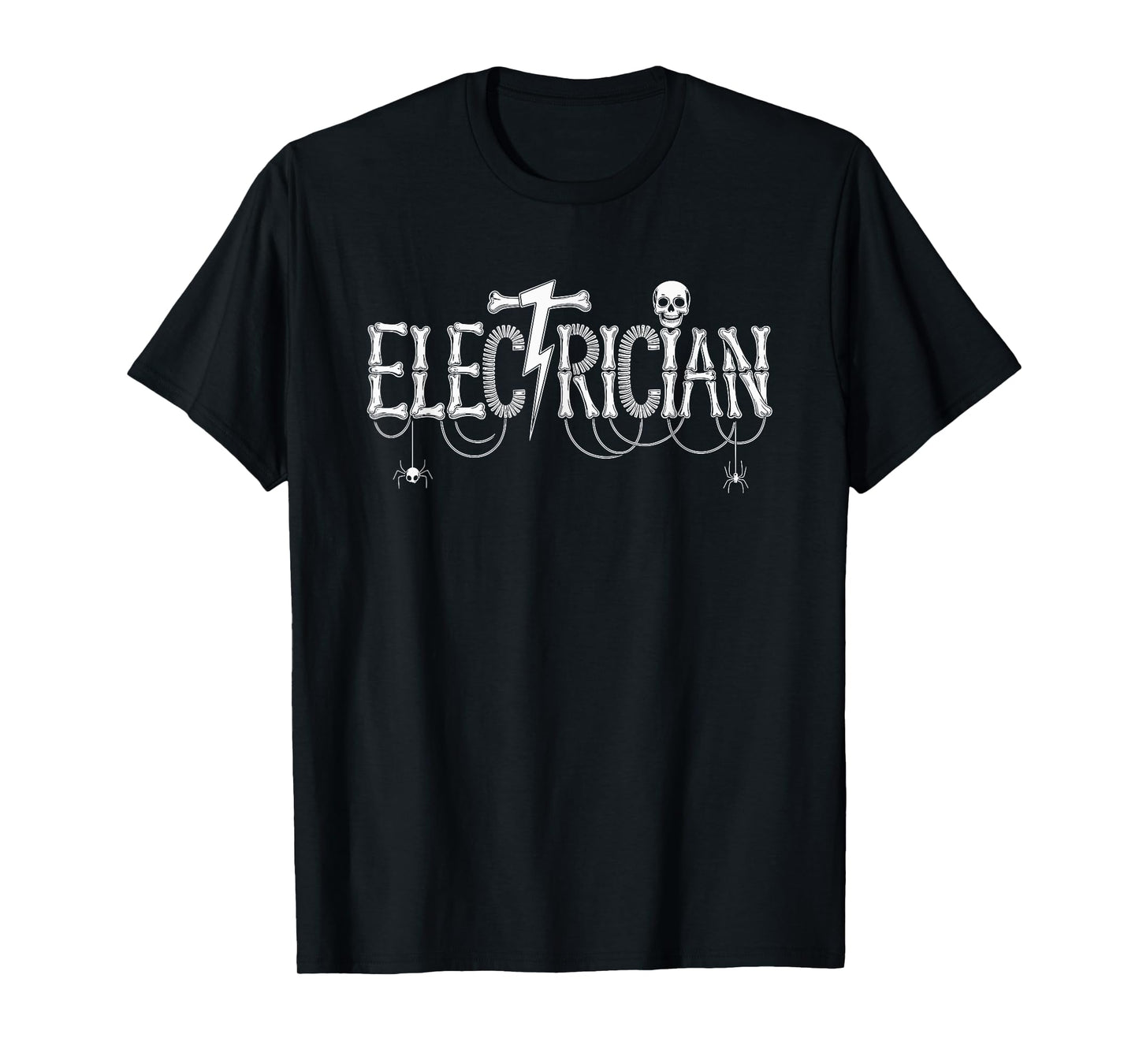 Electrician Skull and Bone Lettering Skeleton Halloween T-Shirt