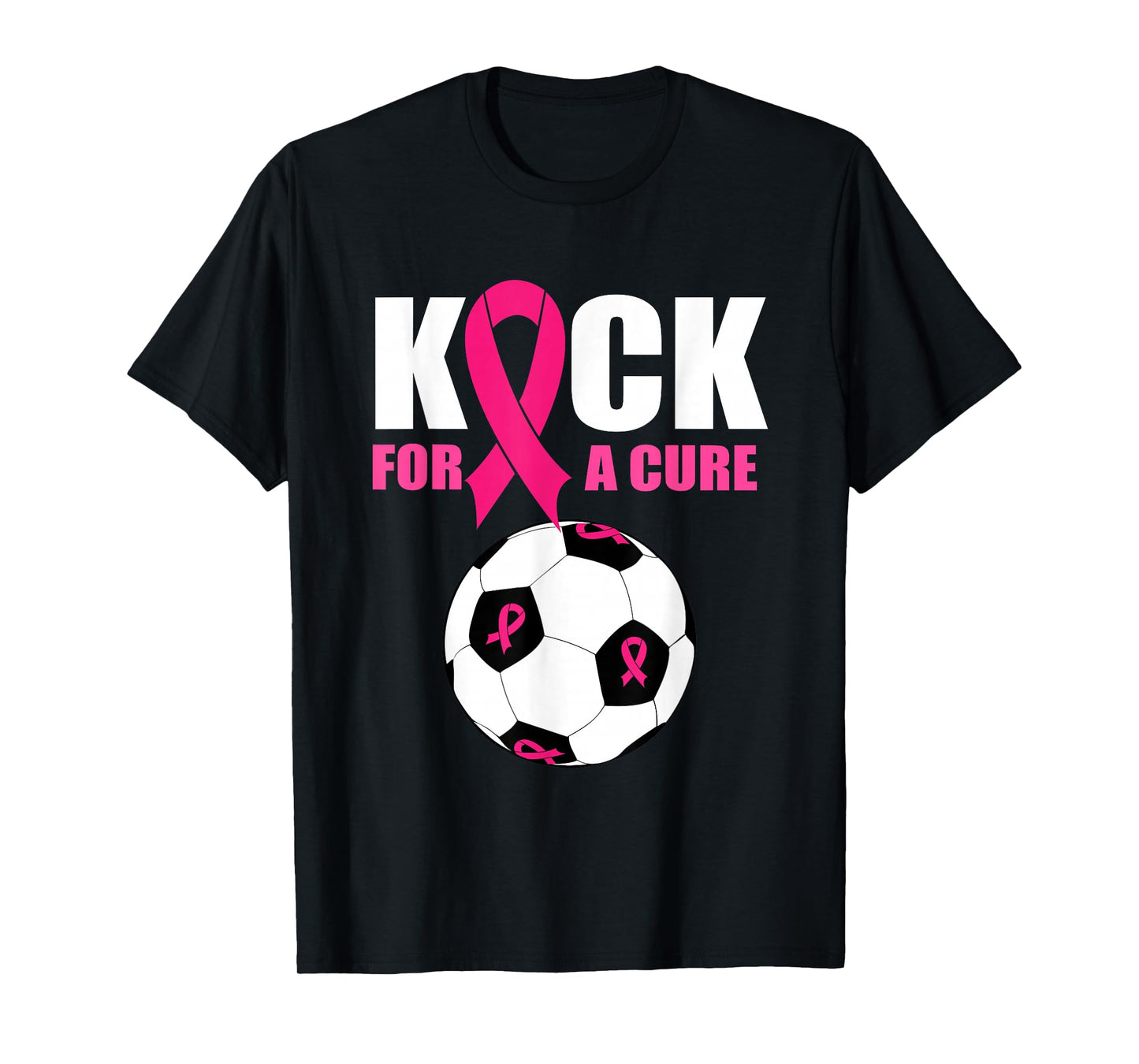 Kick For a Cure Soccer Breast Cancer Awareness Pink Ribbon T-Shirt
