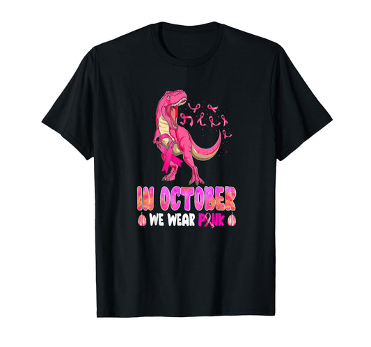 In October We Wear Pink Dinosaur T-rex Boys T-Shirt