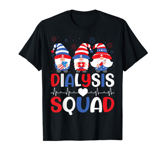 4th Of July Dialysis Squad Gnomes USA Patriotic Nurse T-Shirt for Women Men