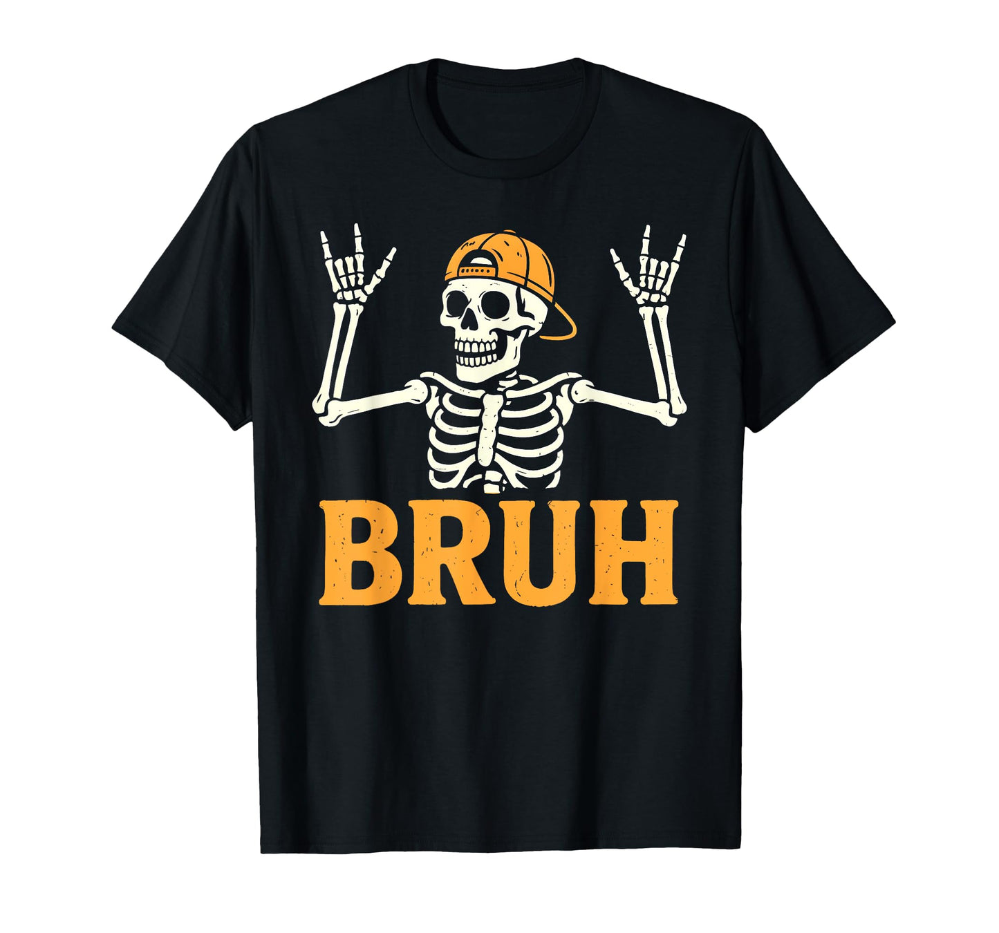 Bruh Punk Rock Skeleton Cool Rocker Halloween Men Boys Kids T-Shirt