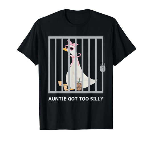 Cute Funny Auntie Got Too Silly Coquette Bow Mothers Day T-Shirt