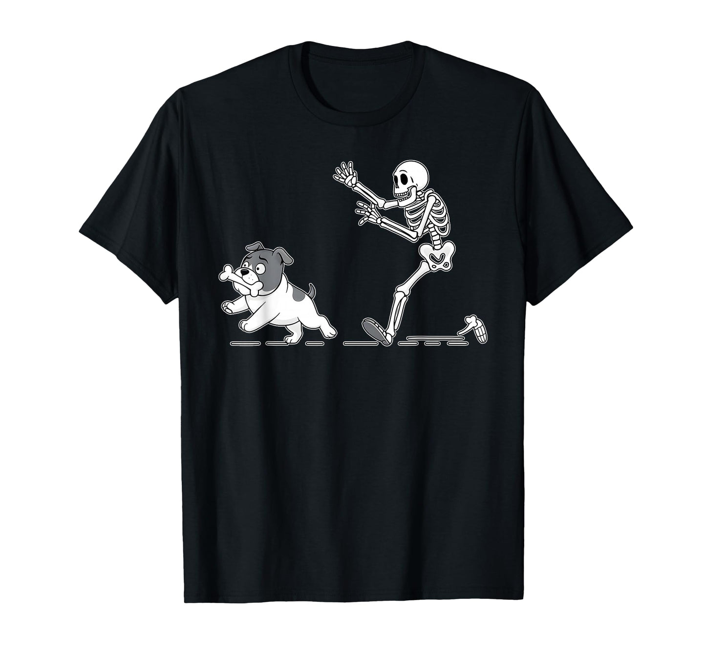 Halloween Dog Funny Skeleton, Skeleton Chasing Dog Men Women T-Shirt
