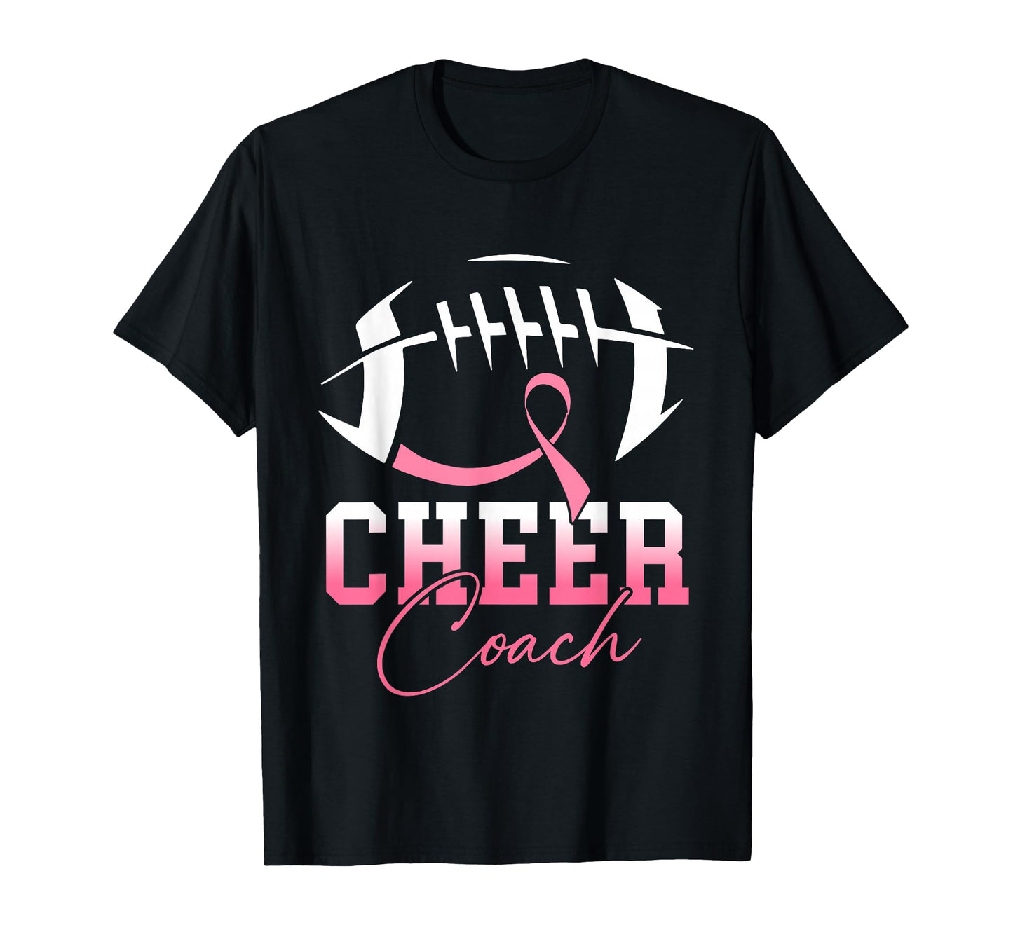 Football Cheer Coach Pink Ribbon Breast Cancer Awareness T-Shirt