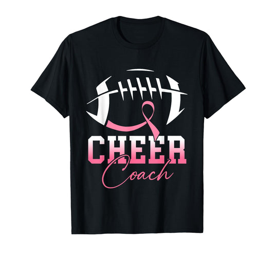 Football Cheer Coach Pink Ribbon Breast Cancer Awareness T-Shirt