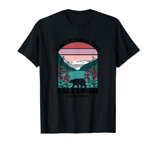 Banff National Park Lake Louise Retro Floral Mountain T-Shirt