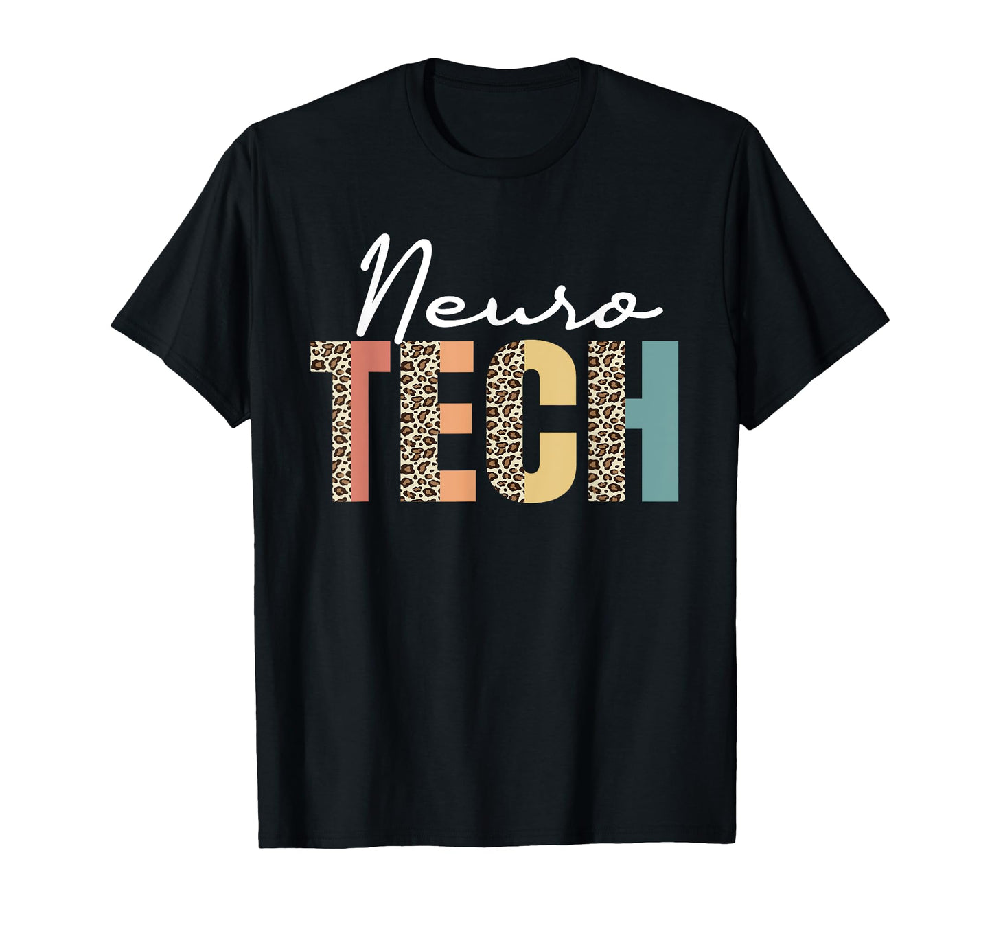 Neuro Tech Leopard Pattern Neurology Nursing EEG Brain Waves T-Shirt