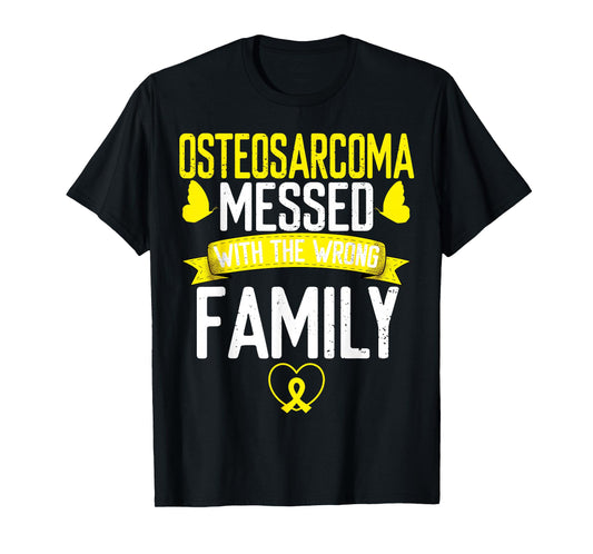 Osteosarcoma Bone Cancer family Yellow Ribbon Awareness T-Shirt