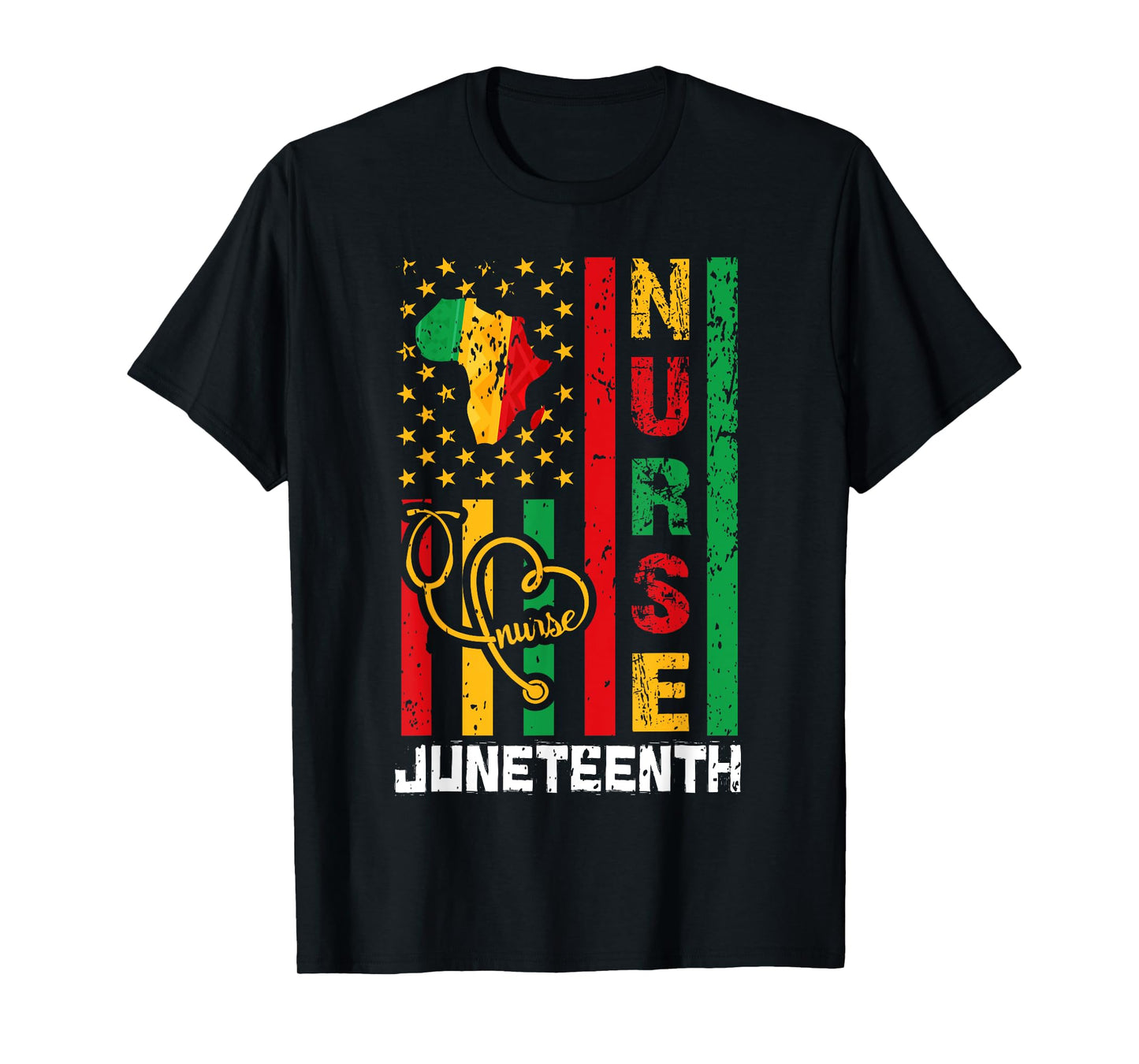 Juneteenth Nurse Melanin Nursing Stethoscope Black History T-Shirt