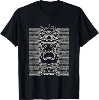 Shark Attack Lines Jaw Parody Minimalist Line Drawing T-Shirt