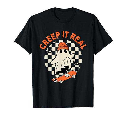 Vintage Retro Halloween Creep It Real Ghost Boy Fall Season T-Shirt