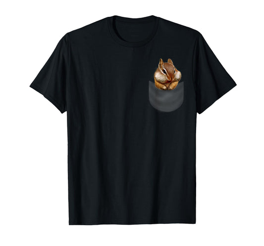 Cute Chipmunk Hanging Out in Pocket, Squirrel T-Shirt