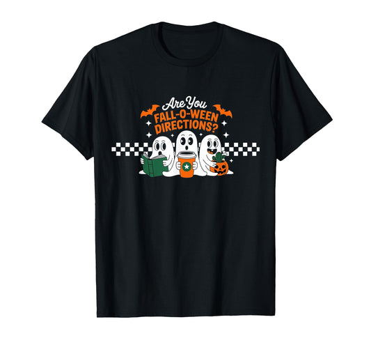 are You Fall-O-Ween Directions? - Funny 3 Ghost Halloween T-Shirt