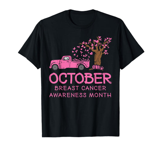 October Pink Car RIbbon Breast Cancer Awareness Month Gift T-Shirt
