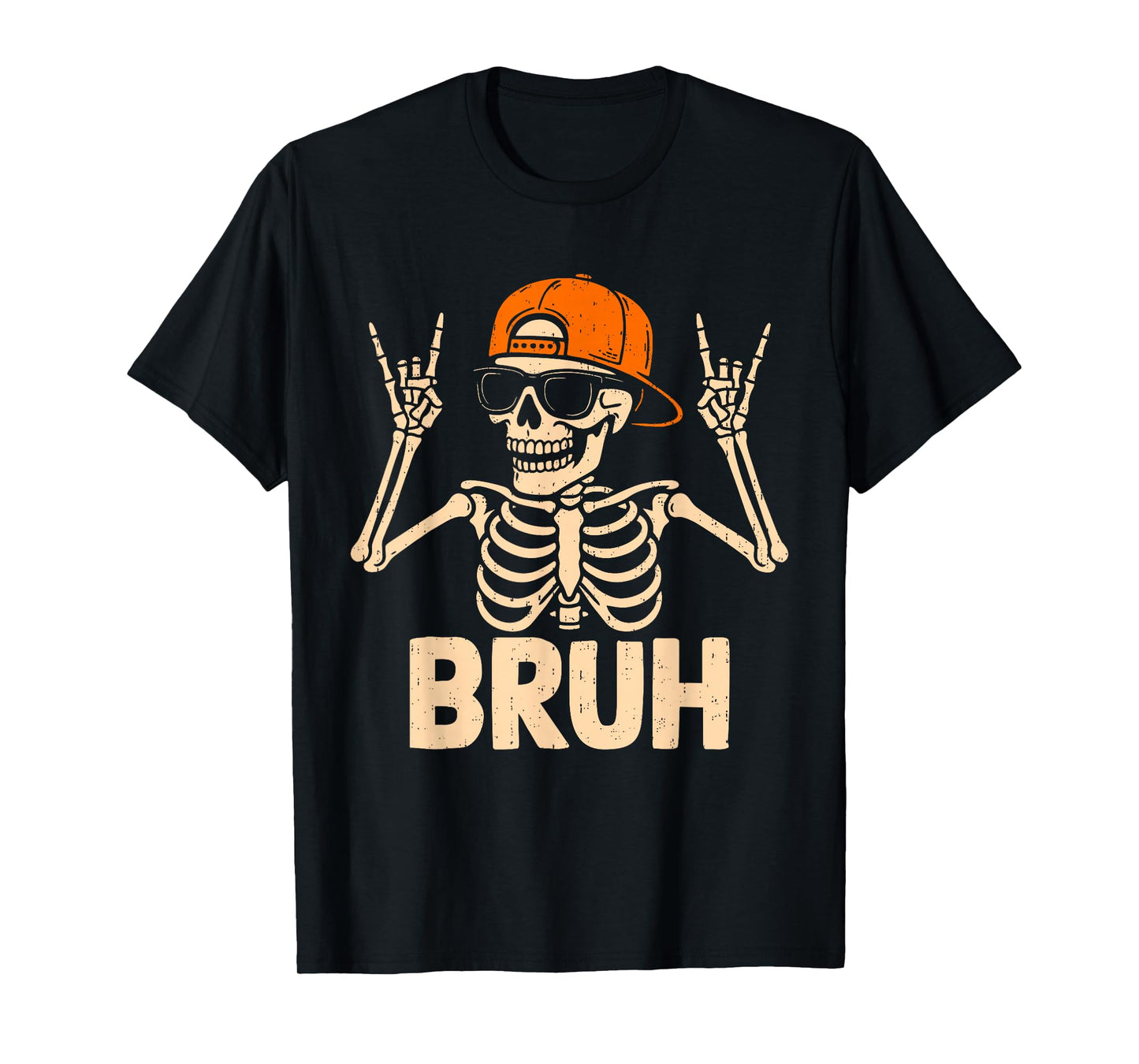 Cool Bruh Punk Rock On Skeleton Rocker Halloween Spooky T-Shirt