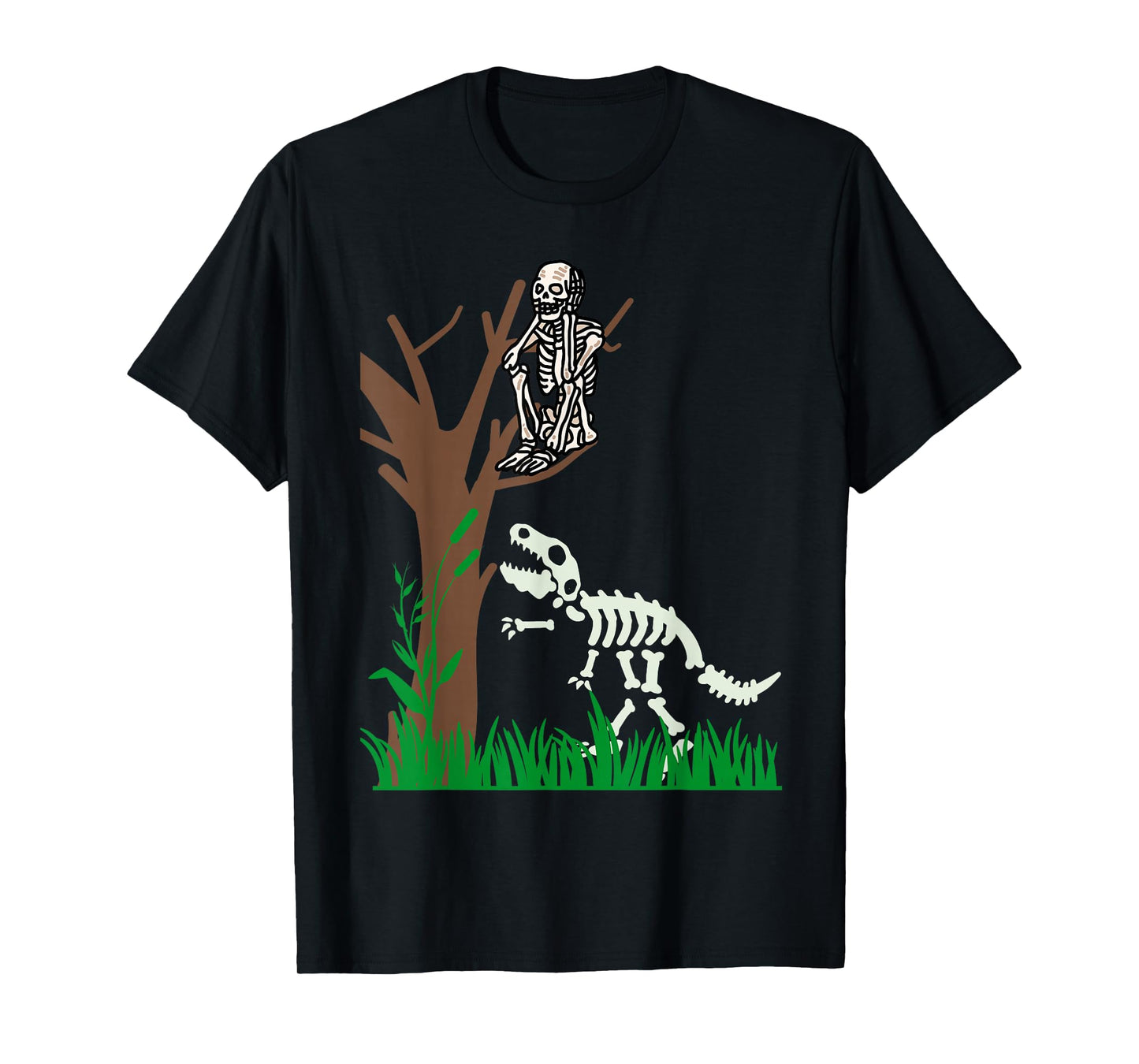 Funny Skeleton and Pet Dinosaur Halloween Fall T-Shirt