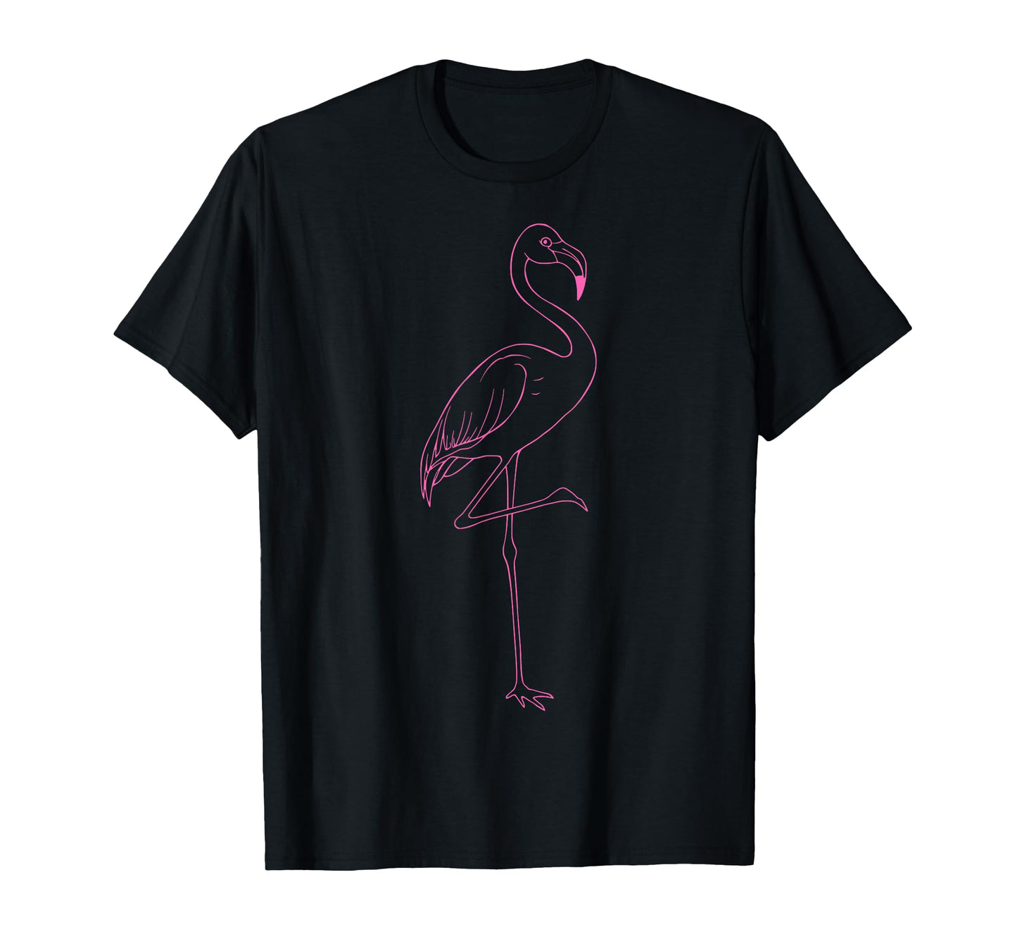 Flamingo Silhouette Elegant Pink Outline Art Outline T-Shirt