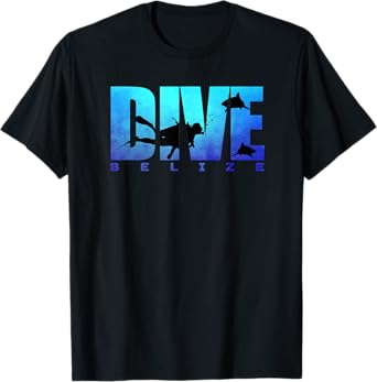 DIVE BELIZE Sharks Scuba Diver Reef Freediving Snorkeling T-Shirt