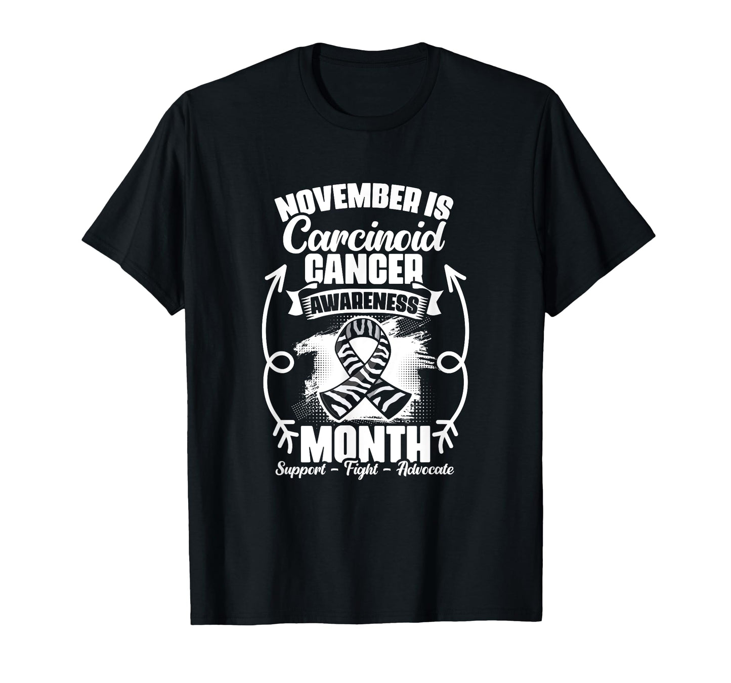 Zebra Ribbon November Carcinoid Cancer Awareness T-Shirt