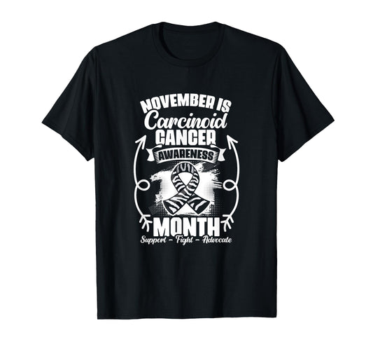 Zebra Ribbon November Carcinoid Cancer Awareness T-Shirt