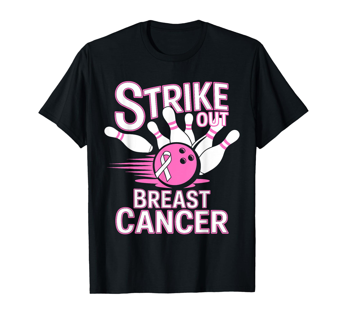 Strikeout Breast Cancer Awareness Bowling Bowler Strike Out T-Shirt