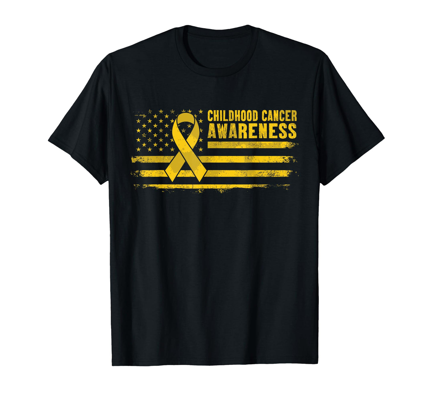 Childhood Cancer Awareness American Flag GOL-d Ribbon T-Shirt