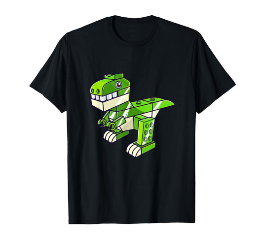 Dinosaur T Rex Master Builder Building Blocks Boys Kids T-Shirt