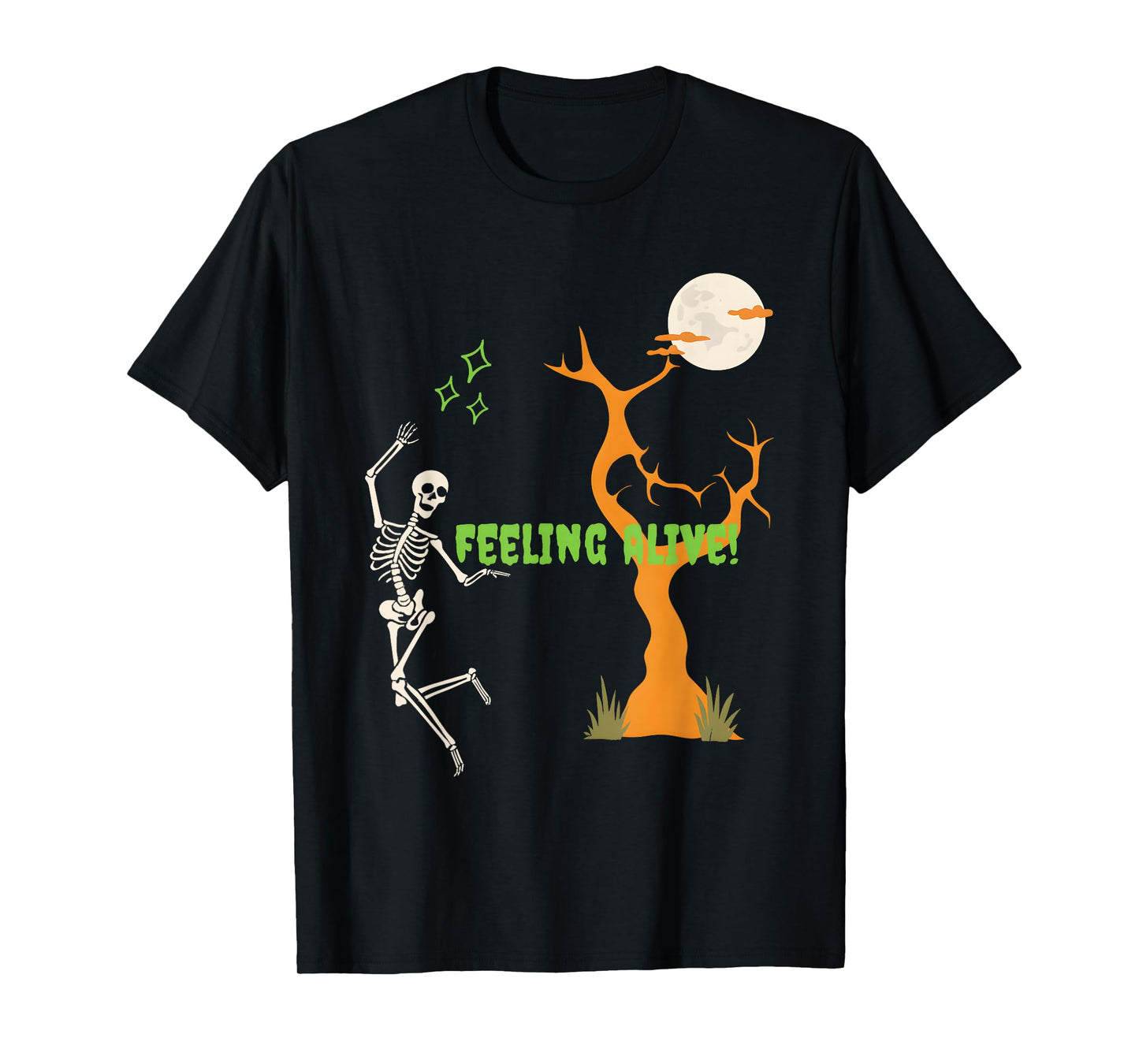 Feeling Alive Skeleton Halloween Moon T-Shirt