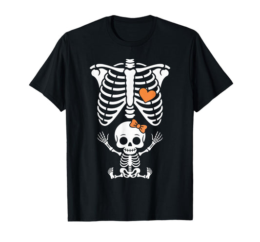 Baby Shower Skeleton Halloween Pregnancy Annoucement Girls T-Shirt