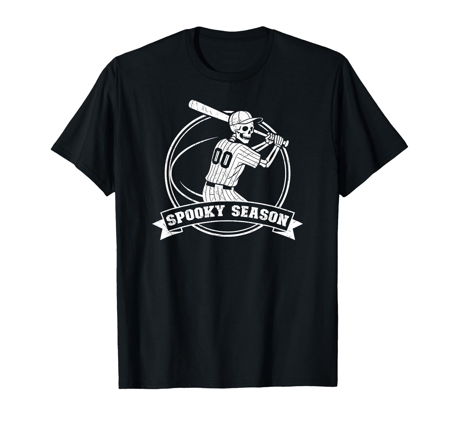 Spooky Season Baseball Player Skeleton Batter Halloween Fall T-Shirt