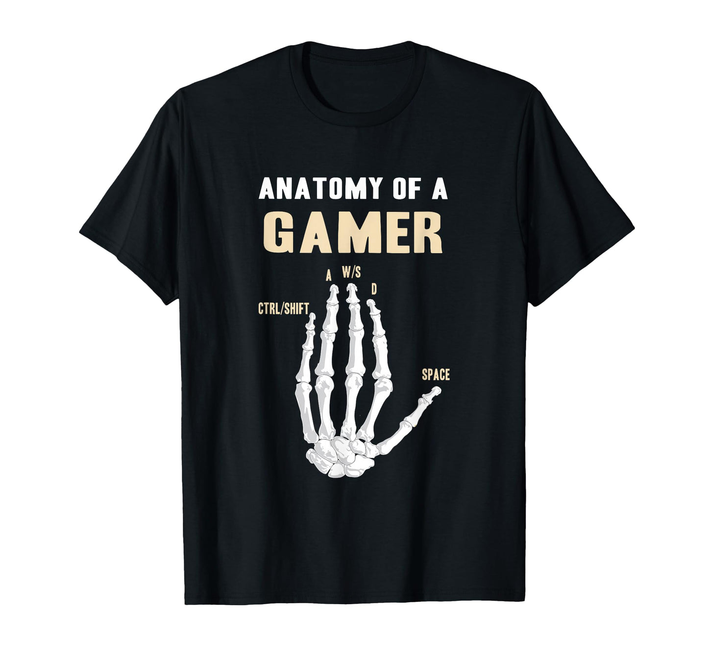 Skeleton Hand Anatomy of A Gamer Computer Gaming T-Shirt
