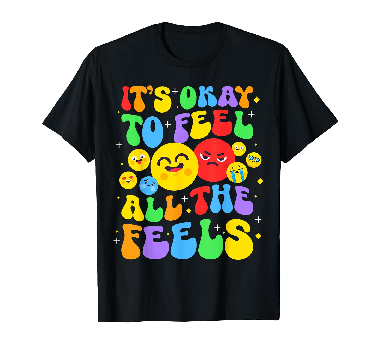 It's Ok To Feel All The Feels Mental Health Awareness Groovy T-Shirt