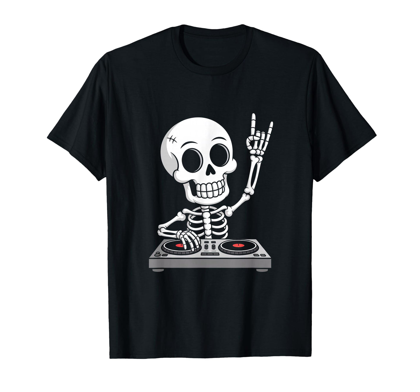 Skeleton DJ on Turntables EDM Synthesizer Rave Music Ghost T-Shirt