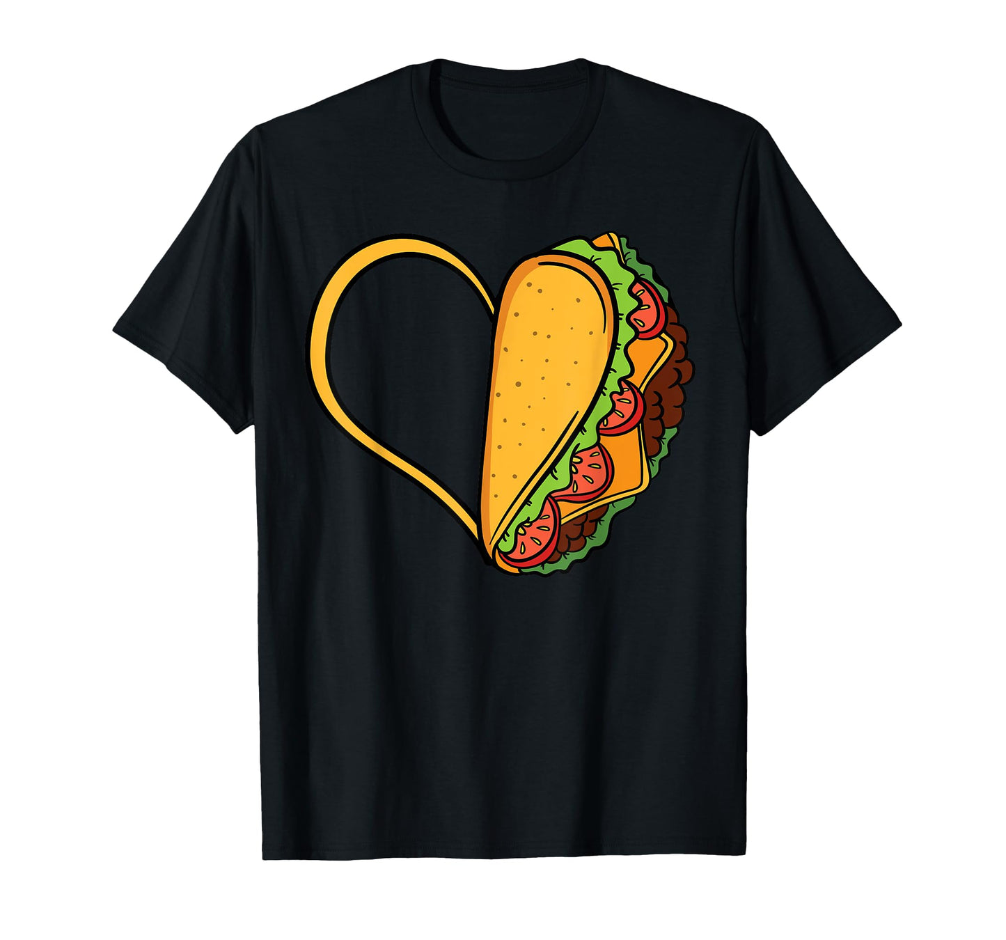 Tacos Heart Mexican Dish Street Food Chili Taquitos Flautas T-Shirt