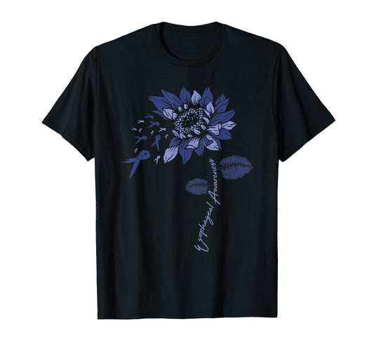 Sunflower Esophageal Cancer Awareness Ribbon Team Family T-Shirt