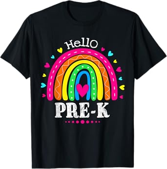 Cute Hello Pre-K Back To School Pre-K Teacher Rainbow T-Shirt for Men Women Kids