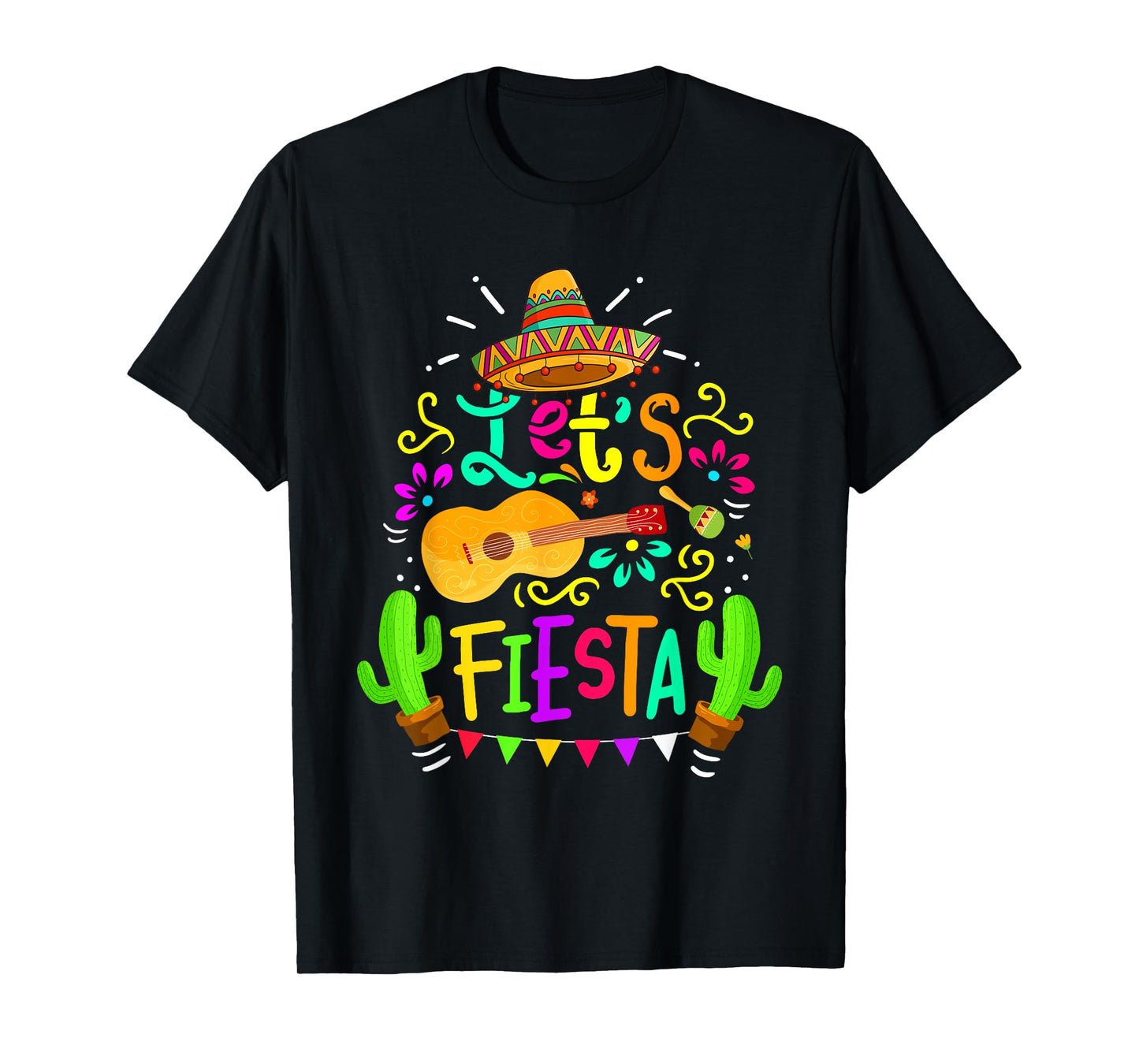 Cinco De Mayo Mexican Guitar Cactus for Men Women Boys Girls T-Shirt