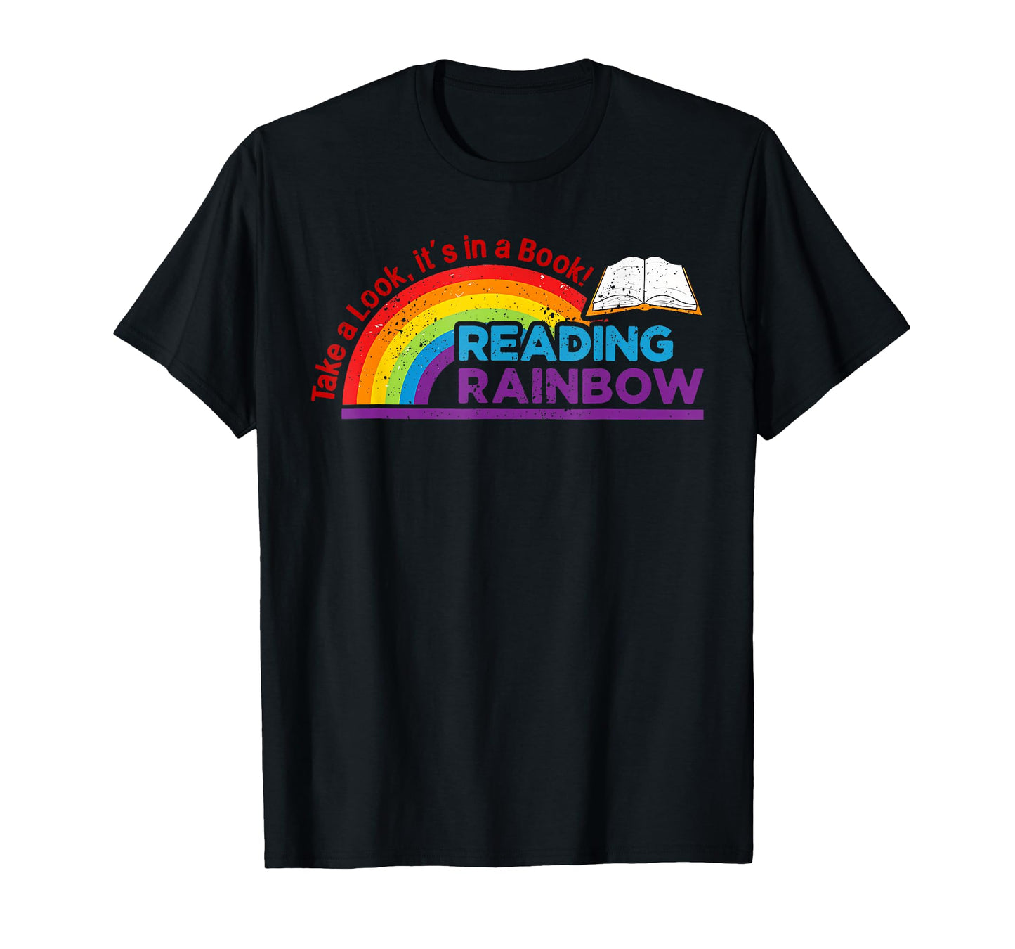 Take A Look it's In A Book Reading Book Vintage Rainbow T-Shirt