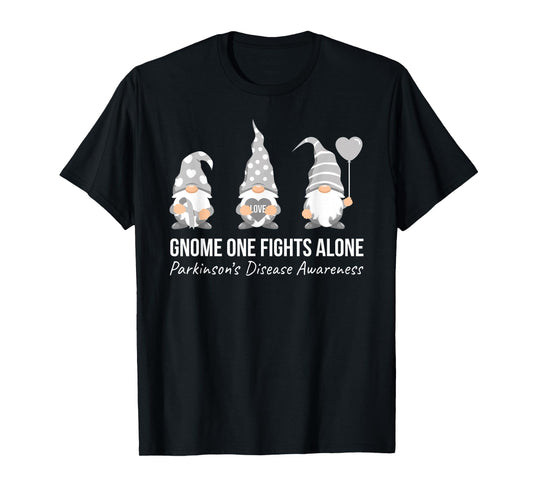 Gnome One Fights Alone T Shirt Parkinsons Awareness Ribbon T-Shirt