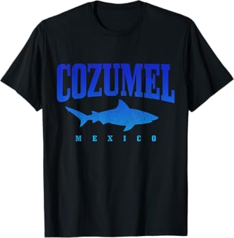 Cozumel Beach Mexico Scuba Diver Shark Diving Vintage Men Women Girls Kids T-Shirt