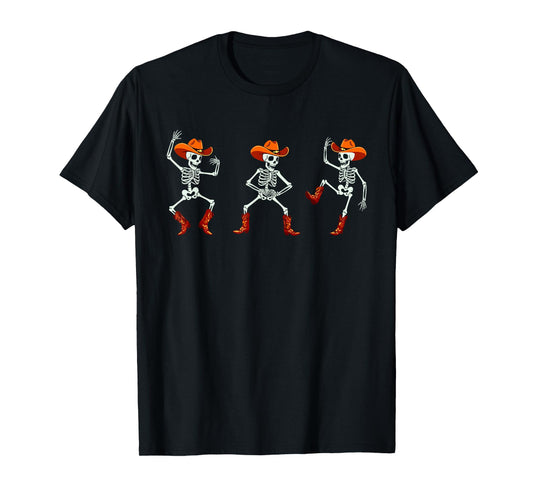 Dancing Skeletons Cowboys Dance Challenge Halloween T-Shirt