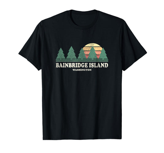 Bainbridge Island WA Vintage Throwback Tee Retro 70s Design T-Shirt