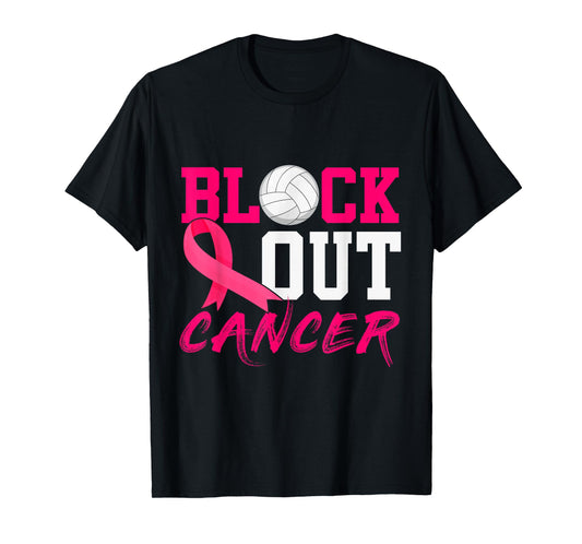 Volleyball Breast Cancer Awareness Block Out Cancer T-Shirt
