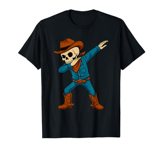 Dabbing Skeleton Cowboy Cool Western Costume Funny Halloween T-Shirt