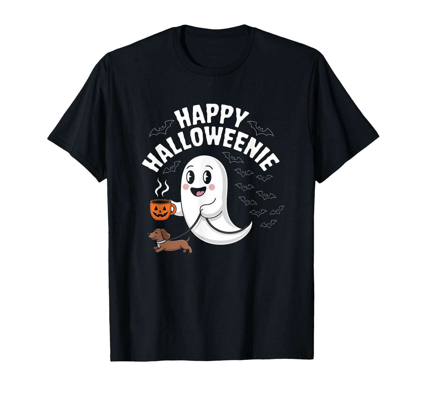 Ghost Dachshund Halloween Spooky Season Weenie Dog Vintage T-Shirt
