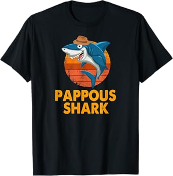 Pappous Shark Funny Vintage Papa Grandpa Father's Day Gifts T-Shirt